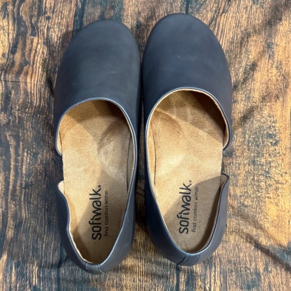 NEW SOFTWALK Addie Leather Clogs in Dark Grey 12 - Picture 6 of 9